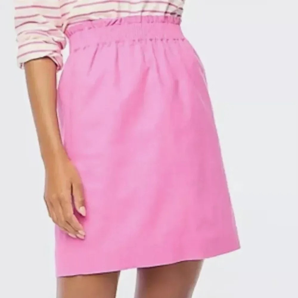 J. Crew Factory Women's Linen/Cotton Blend City Skirt Elastic Waist Preppy Sz 4